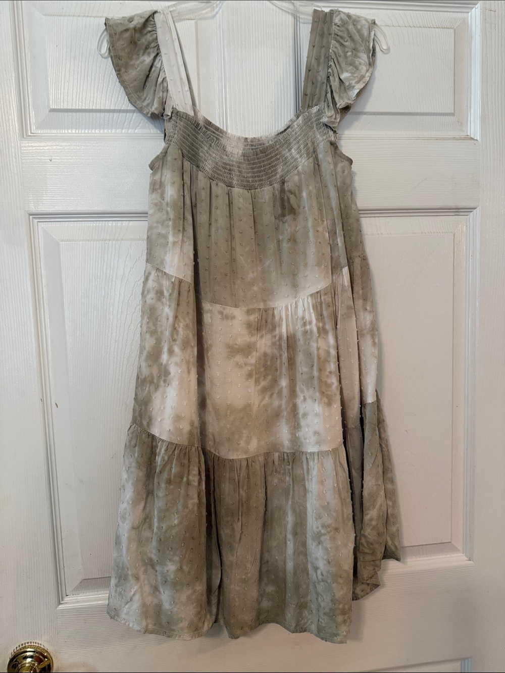 Sage Green Tiered Dot Dress - Lightweight Summer Style